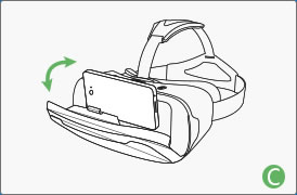 把手机放入VR眼镜手机仓卡槽内